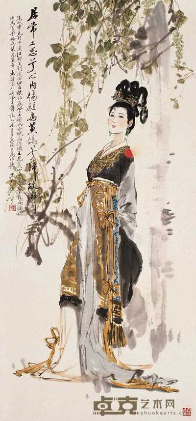 颜梅华 仕女图 片 97×45cm